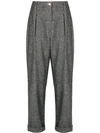 Brunello Cucinelli Wool-blend High-waisted Trousers In Grey