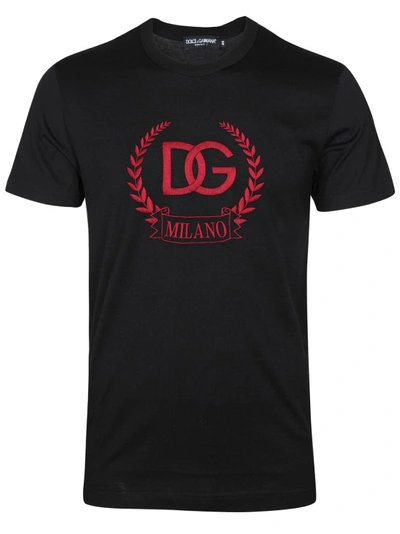 Dolce & Gabbana T-shirt In Cotton Jersey With Dg Logo In Nero