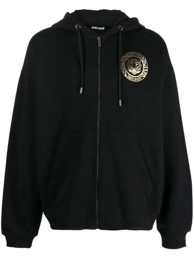 Just Cavalli Logo-print Cotton Hoodie In Black