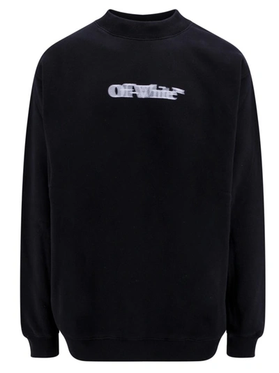 Off-white Cotton Sweatshirt With Frontal Logo In Black