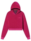 Amiri Cropped Cotton-velour Hoodie In Pink