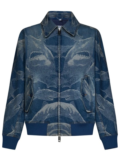 Burberry Shark Denim Jacket Male Navy In Blue