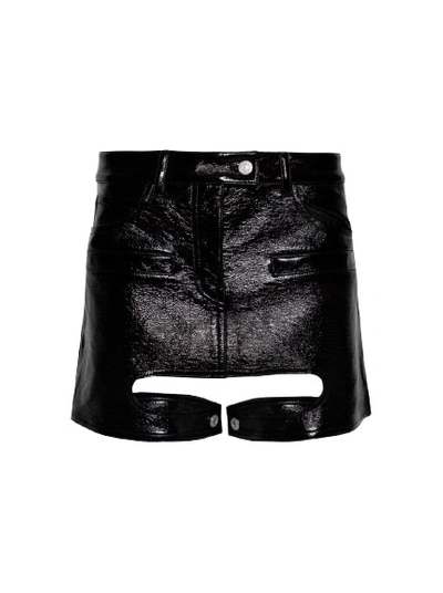 Courrèges Chaps Vinyl-effect Miniskirt In Black