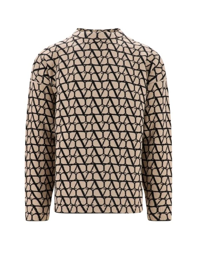 VALENTINO WOOL SWEATER WITH TOILE ICONOGRPHE MOTIF