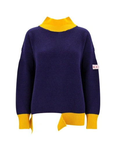 MARNI RIBBED VIRGIN WOOL AND COTTON SWEATER