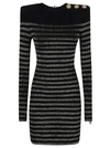 Balmain Button-detail Striped Minidress In Black