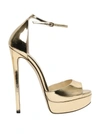 Jimmy Choo Ankle Strap Platform Sandals In Bronze Satin In Neutrals