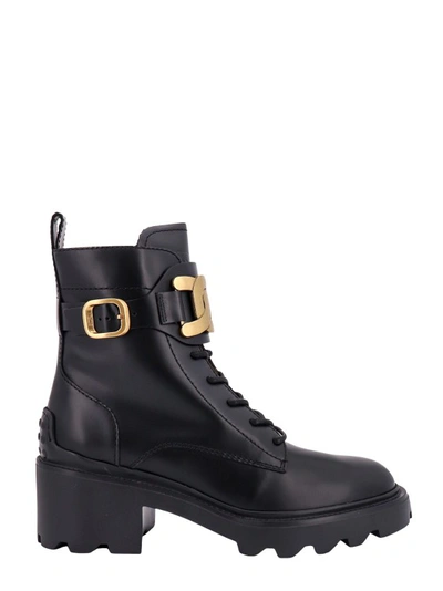 TOD'S LEATHER ANKLE BOOTS WITH ICONIC METAL DETAIL