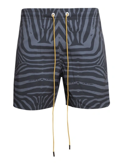 Rhude Black & Grey Zebra Swim Shorts