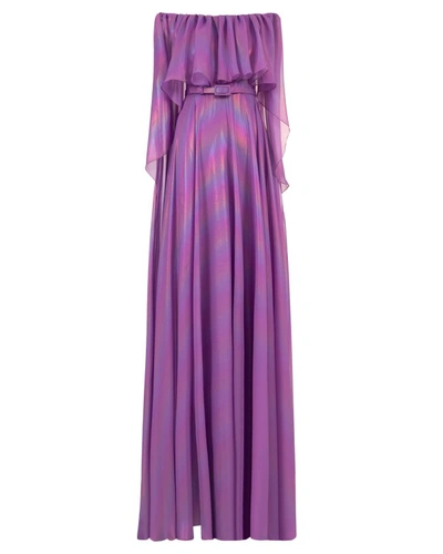 Gemy Maalouf Off-shoulders Chiffon Dress - Long Dresses In Purple