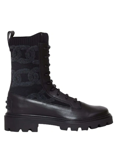 Tod's Shiny Leather Boots In Black