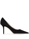 Jimmy Choo Romy 85 Spitze Pumps Aus Schwarzem Leder Mit Eidechsen-print In Black
