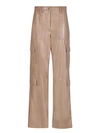 MSGM BEIGE FAUX LEATHER CARGO TROUSERS