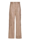 Msgm Soft Eco Leather Beige Cargo Trousers In Brown