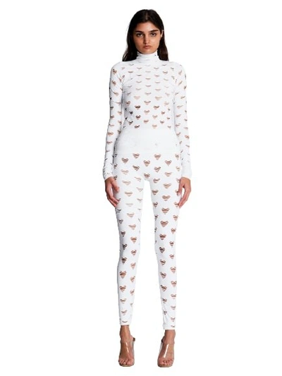 Maisie Wilen Perforated Heart Turtleneck In White