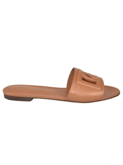 Dolce & Gabbana Brown Logo Sandals Slides