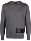 Dsquared2 Logo-intarsia Crew-neck Sweater In Grey