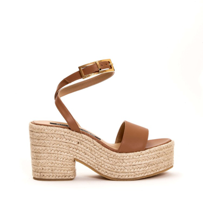 Sergio Rossi Leather Rope Heel Sandal In Marrone Scuri