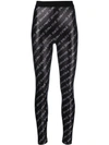 VERSACE JEANS COUTURE ALL-OVER PRINT BLACK LEGGINGS