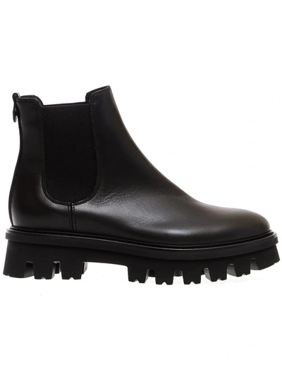 AGL ATTILIO GIUSTI LEOMBRUNI BLACK LEATHER BEATLES ANKLE BOOTS