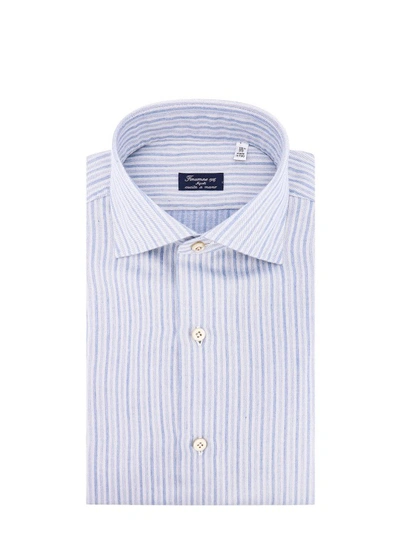 FINAMORE STRIPED COTTON AND CASHMERE SHIRT