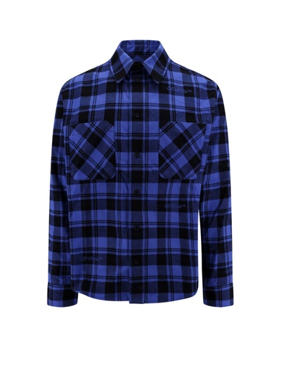 Off-white Checked Long-sleeved Shirt In Darkblue