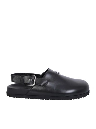 Dolce & Gabbana Black Leather Closed-toe Sabots