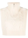 Apc Cable-knit Cropped Collar In Neutrals