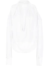 GENNY WHITE SHOULDER CUT-OUT LONGSLEEVE TOP