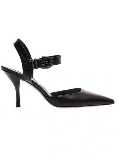 Stuart Weitzman Black Leather Slingback Pumps