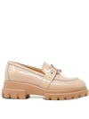 AGL ATTILIO GIUSTI LEOMBRUNI NUDE PATENT MOCCASIN WITH RING