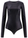 MM6 MAISON MARGIELA FRONTAL PRINT LEATHER AND NYLON BODYSUIT