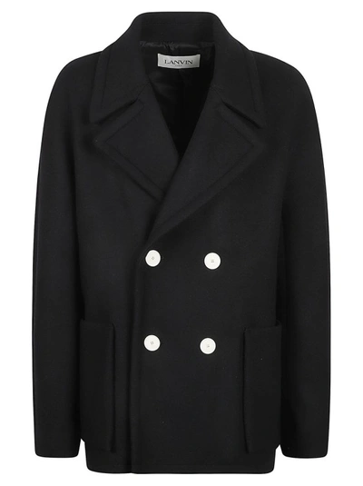 Lanvin Double Breast Kimono Coat In Black