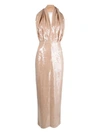 16arlington Sequin-embellished Plunge Dress In Neutrals