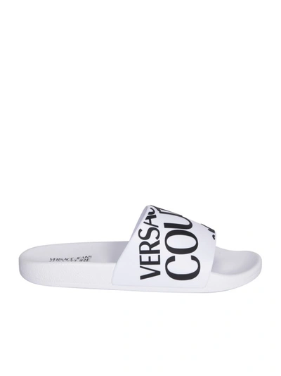 Versace Jeans Couture White Almond Toe Slides