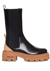 SERGIO ROSSI BLACK AND NATURAL LEATHER ANKLE BOOTS