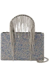 KARA CRYSTAL MESH MIDI HANDBAG - LEATHER - BLUE PIXEL