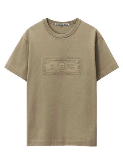 Alexander Wang Dollar Bill-debossed T-shirt In Green