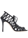 Manolo Blahnik Hollow-out High-heeled Sandals In Black
