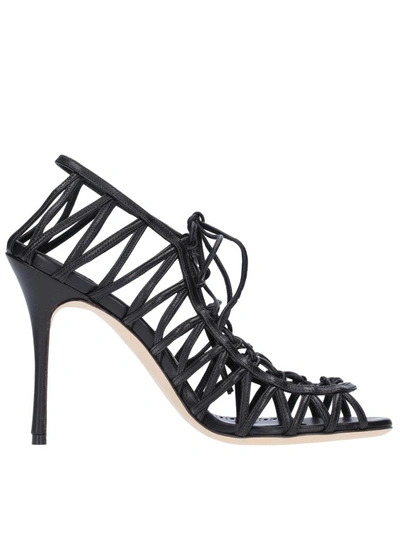 MANOLO BLAHNIK MANOLO BLAHNIK HAMZA 105 LEATHER SANDALS