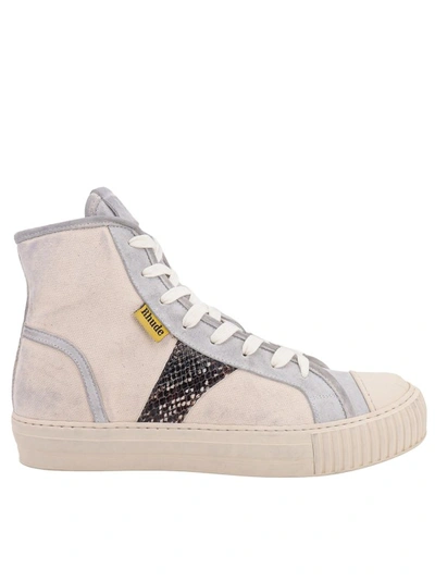 RHUDE ANIMALIER DETAIL CANVAS AND SUEDE SNEAKERS