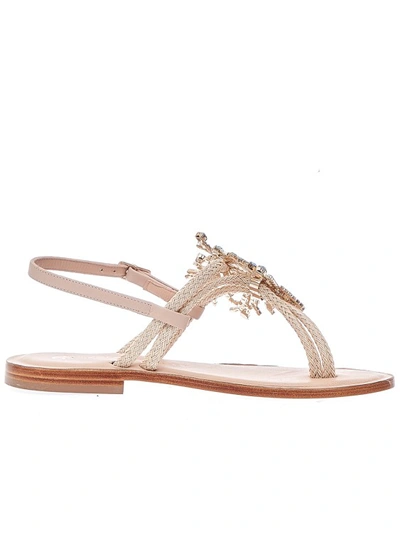 Paola Fiorenza Tuchese Coral And Rope Flip Flops In Neutrals