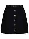 Etro Belted Virgin Wool Miniskirt In Black