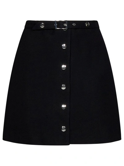 Etro Belted Virgin Wool Miniskirt In Black