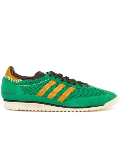 Adidas Originals Wb Sl72 Knit Trainers In Green Suede And Leather
