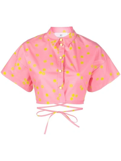 Chiara Ferragni Cropped Tennis-ball Print Shirt In Pink