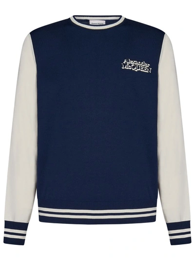 Alexander Mcqueen Varsity Sweater In Blue