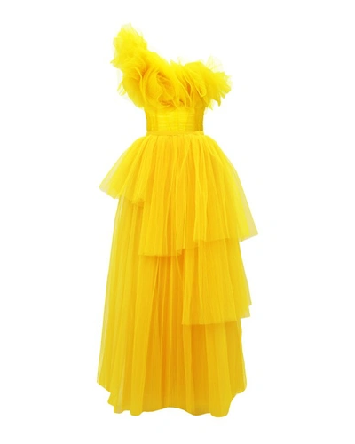 Gemy Maalouf Ruffled Tulle Dress - Long Dresses In Yellow