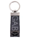 DOLCE & GABBANA COATED CANVAS KEYCHAIN WITH ALL-OVER LETTERING LOGO