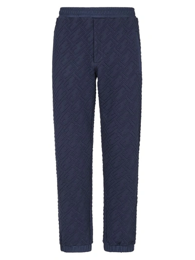 Fendi Embossed Jersey Sweatpants In Blue